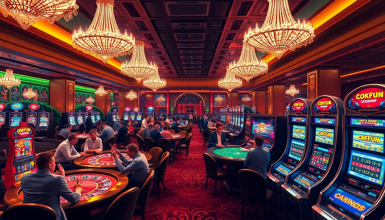 Experience the excitement of gambling at https://okfun.accountant/ with players enjoying live roulette and vibrant slot machines.